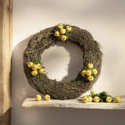 Herbstliche Streuer & Stecker|Zubehör Für Adventskränze|Frank Handels GmbH & Co. KG Mini-Apfel "Gelb", 24er Set