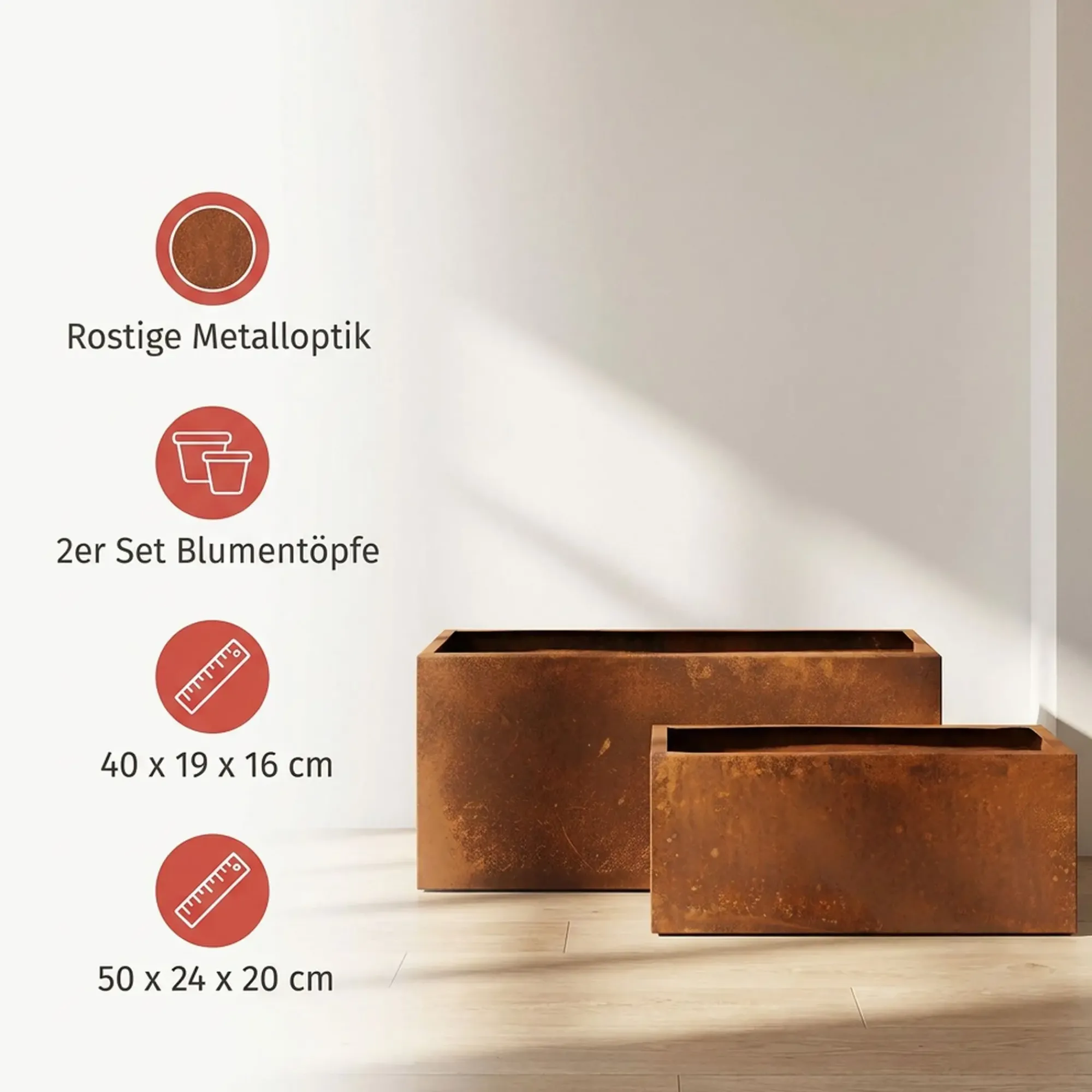 Pflanztöpfe|Frank Handels GmbH & Co. KG Pflanzer "Rost", 2er Set