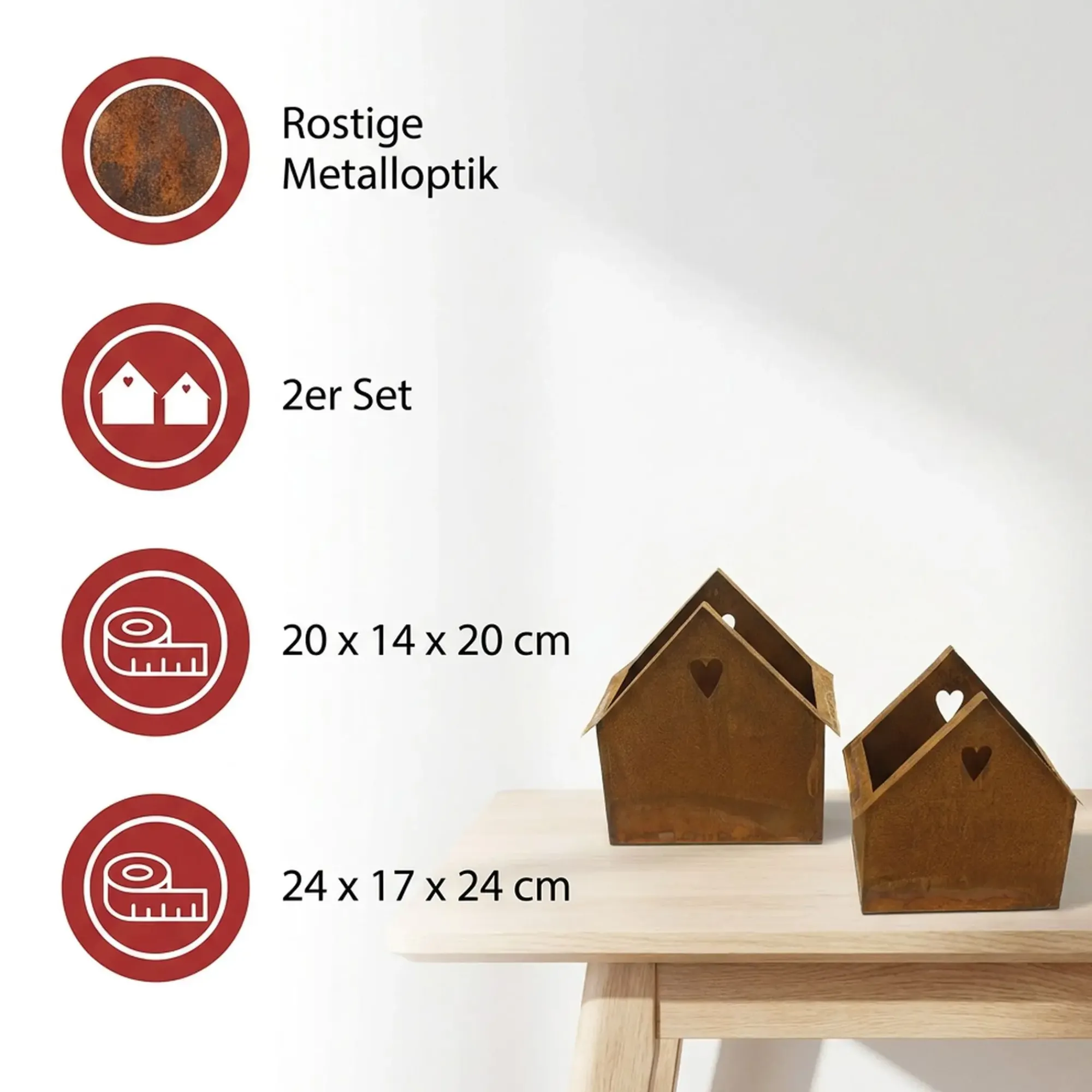 Herbstgarten|Pflanztöpfe|Frank Handels GmbH & Co. KG Pflanzer "Rost-Haus", 2er Set