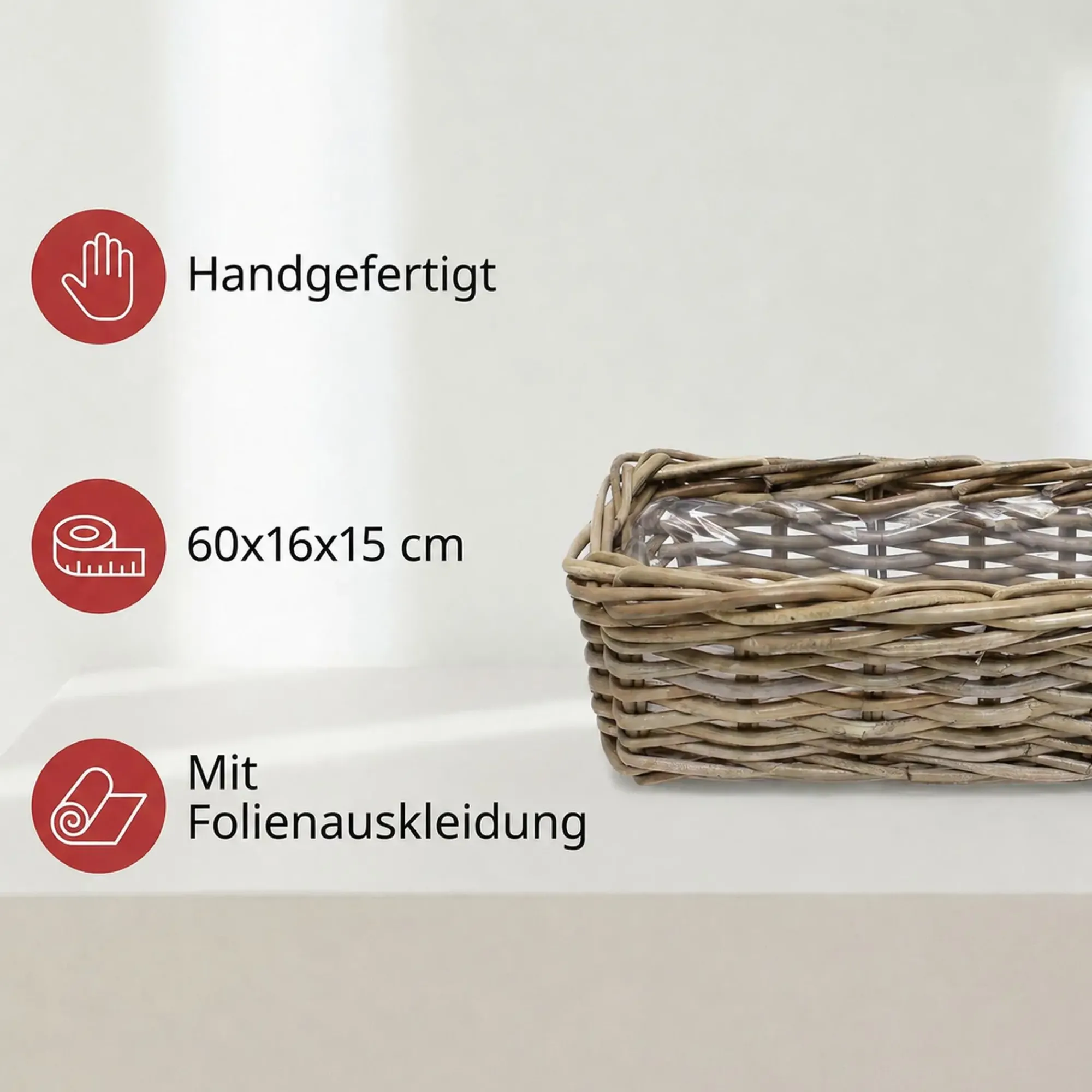 Herbstgarten|Pflanzkörbe|Frank Handels GmbH & Co. KG Pflanzkasten "Rattan", groß