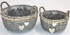 Pflanzkörbe|Grabschmuck|Frank Handels GmbH & Co. KG Pflanzkorb "Herzen", 2er Set