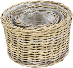 Pflanzkörbe|Weihnachtliche Pflanzer|Frank Handels GmbH & Co. KG Pflanzkorb "Rattan", 3er Set