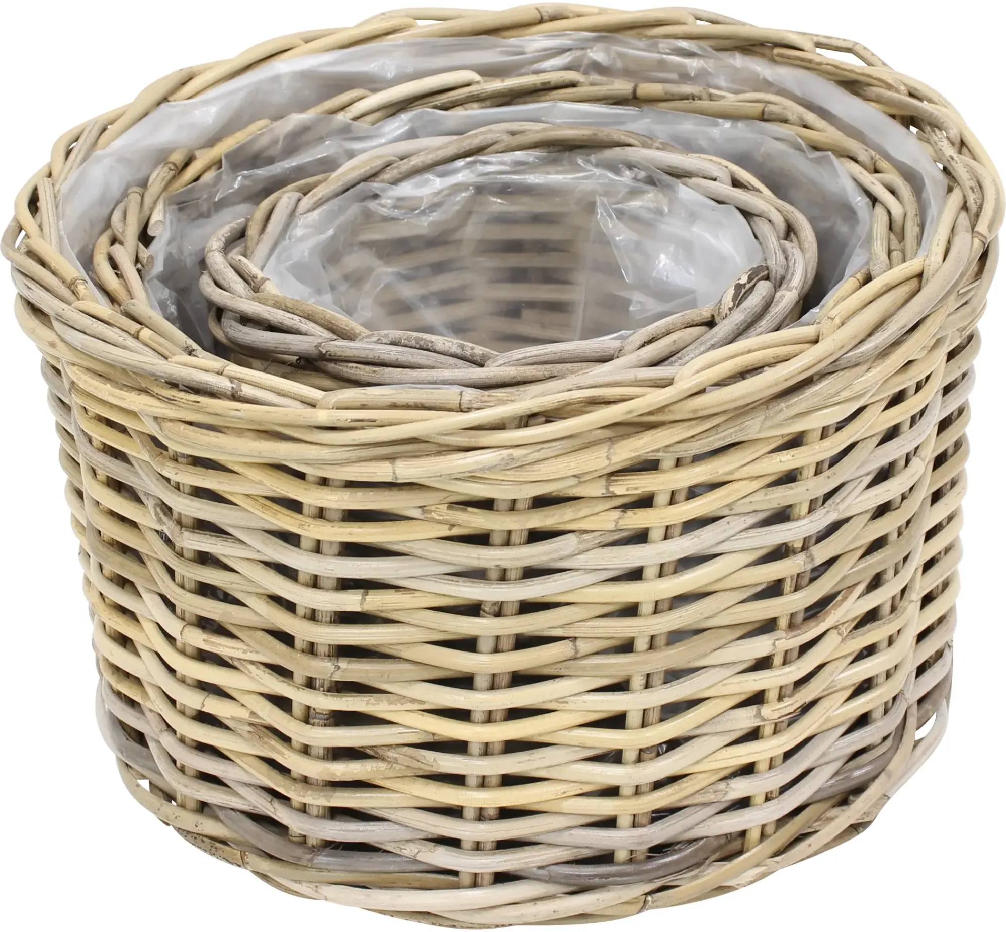 Pflanzkörbe|Weihnachtliche Pflanzer|Frank Handels GmbH & Co. KG Pflanzkorb "Rattan", 3er Set
