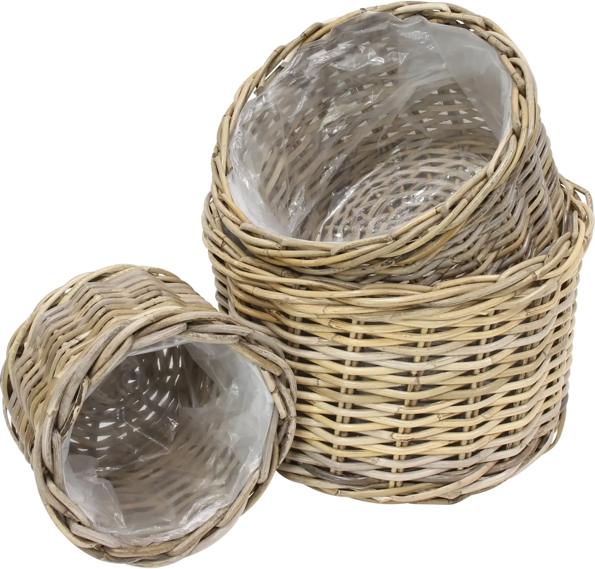 Pflanzkörbe|Weihnachtliche Pflanzer|Frank Handels GmbH & Co. KG Pflanzkorb "Rattan", 3er Set
