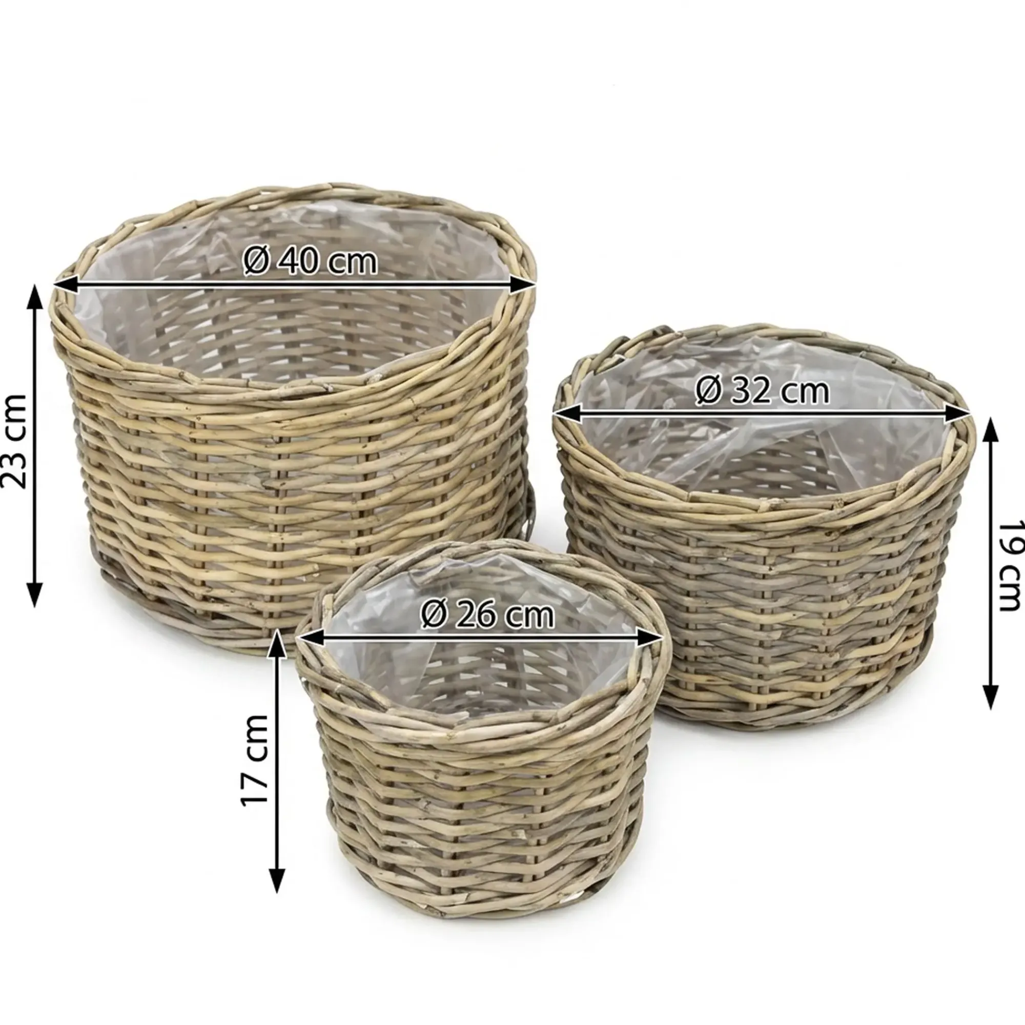 Pflanzkörbe|Weihnachtliche Pflanzer|Frank Handels GmbH & Co. KG Pflanzkorb "Rattan", 3er Set