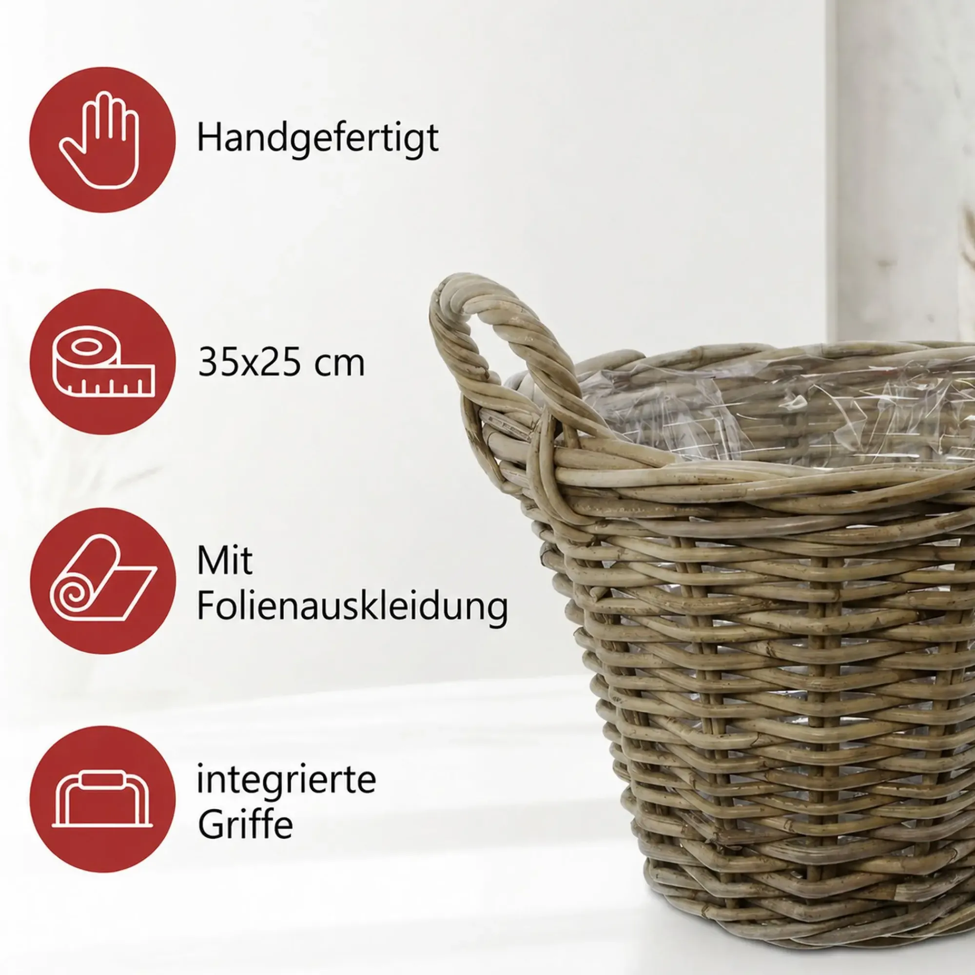Herbstgarten|Füllkörbe & Universalkörbe|Frank Handels GmbH & Co. KG Pflanzkorb "Rattan", mittel