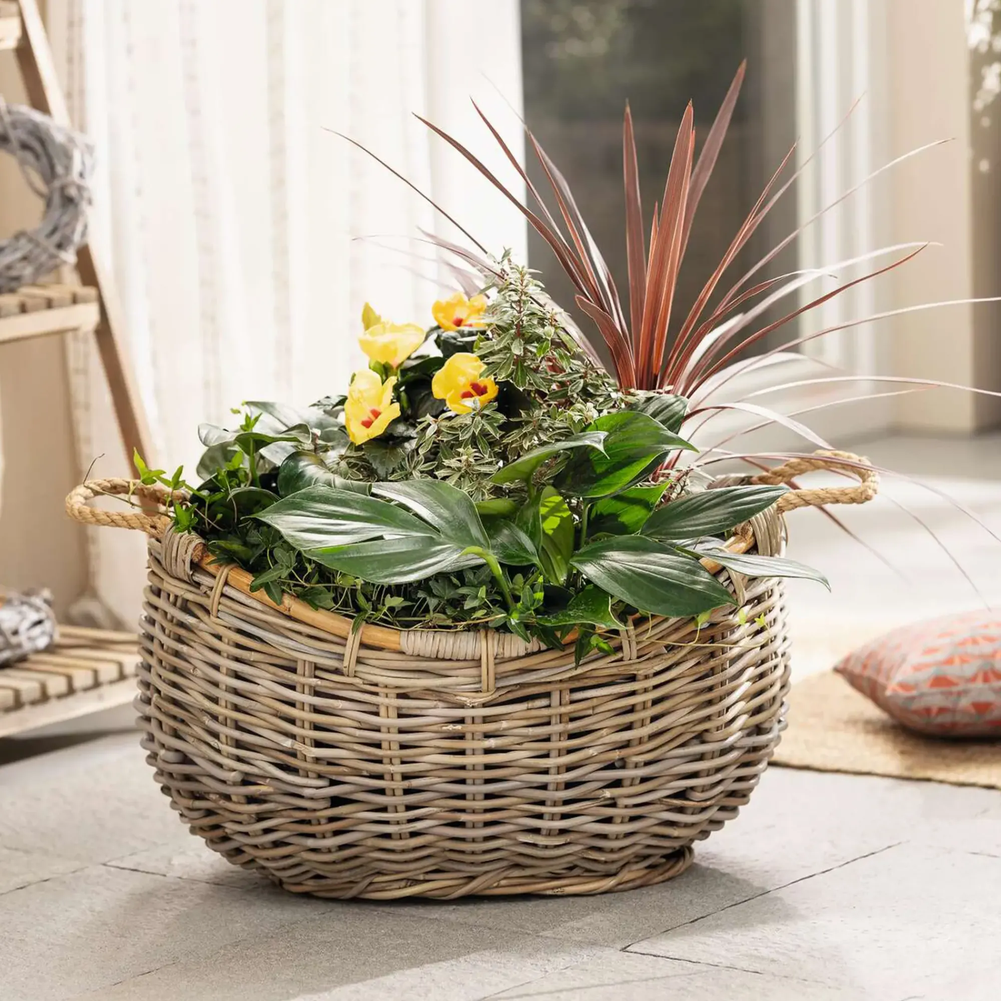 Pflanzkörbe|Weihnachtliche Gartendeko|Frank Handels GmbH & Co. KG Pflanzschiff "Rattan"