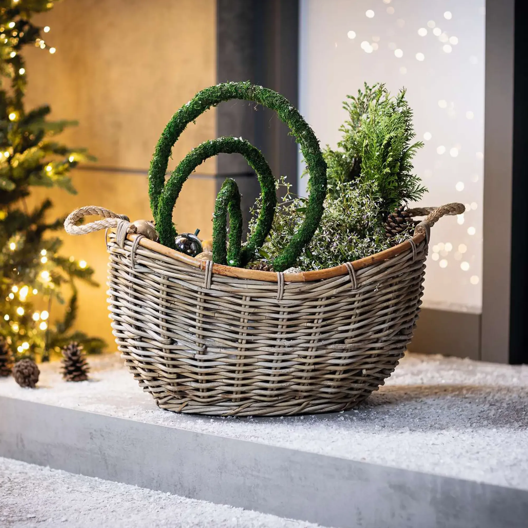 Pflanzkörbe|Weihnachtliche Gartendeko|Frank Handels GmbH & Co. KG Pflanzschiff "Rattan"