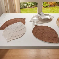 Tischsets|Herbstliche Tischwäsche|Frank Handels GmbH & Co. KG Platzmatte "Blatt", 4er Set