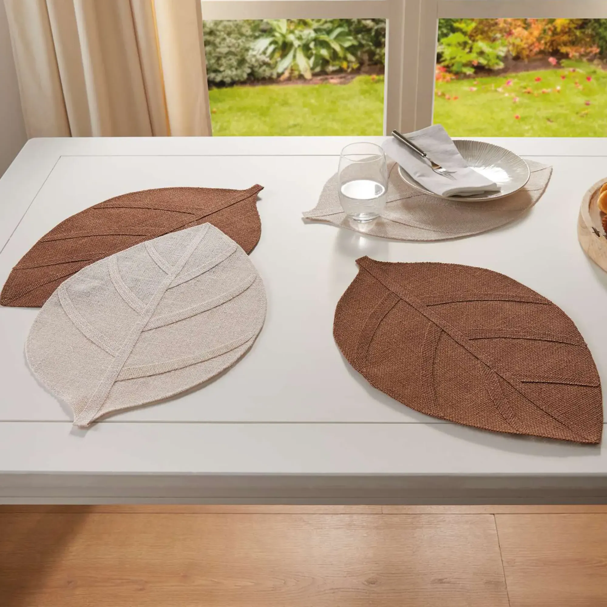 Tischsets|Herbstliche Tischwäsche|Frank Handels GmbH & Co. KG Platzmatte "Blatt", 4er Set