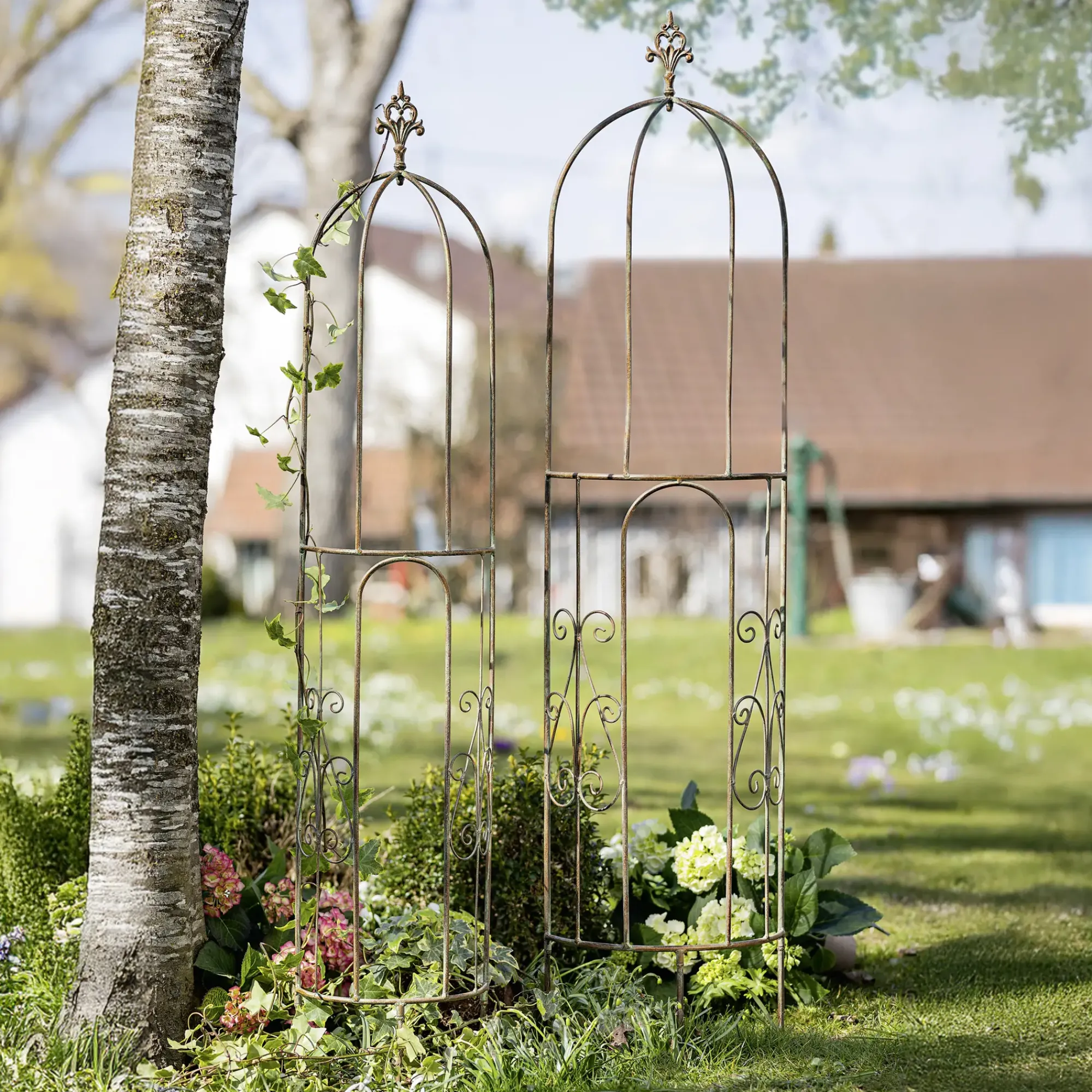 Rankhilfen & Rankbögen|Gartenstecker|Frank Handels GmbH & Co. KG Rankturm "Lilie", 2er Set, halbrund