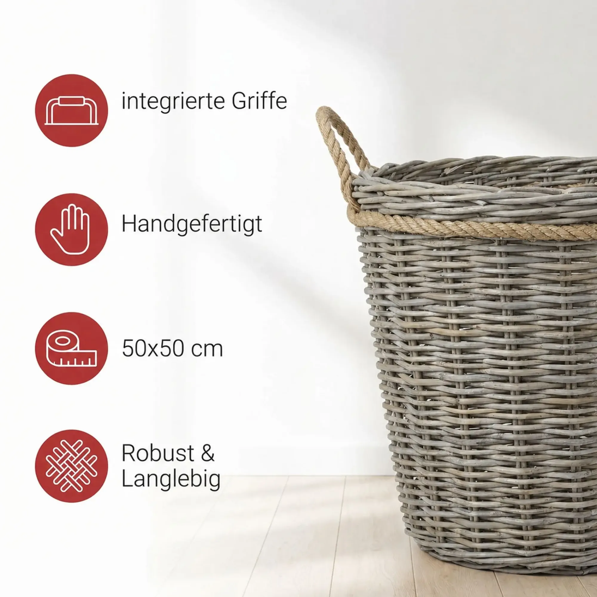 Füllkörbe & Universalkörbe|Chalet & Hütte|Frank Handels GmbH & Co. KG Rattankorb "Koboo-Grey"
