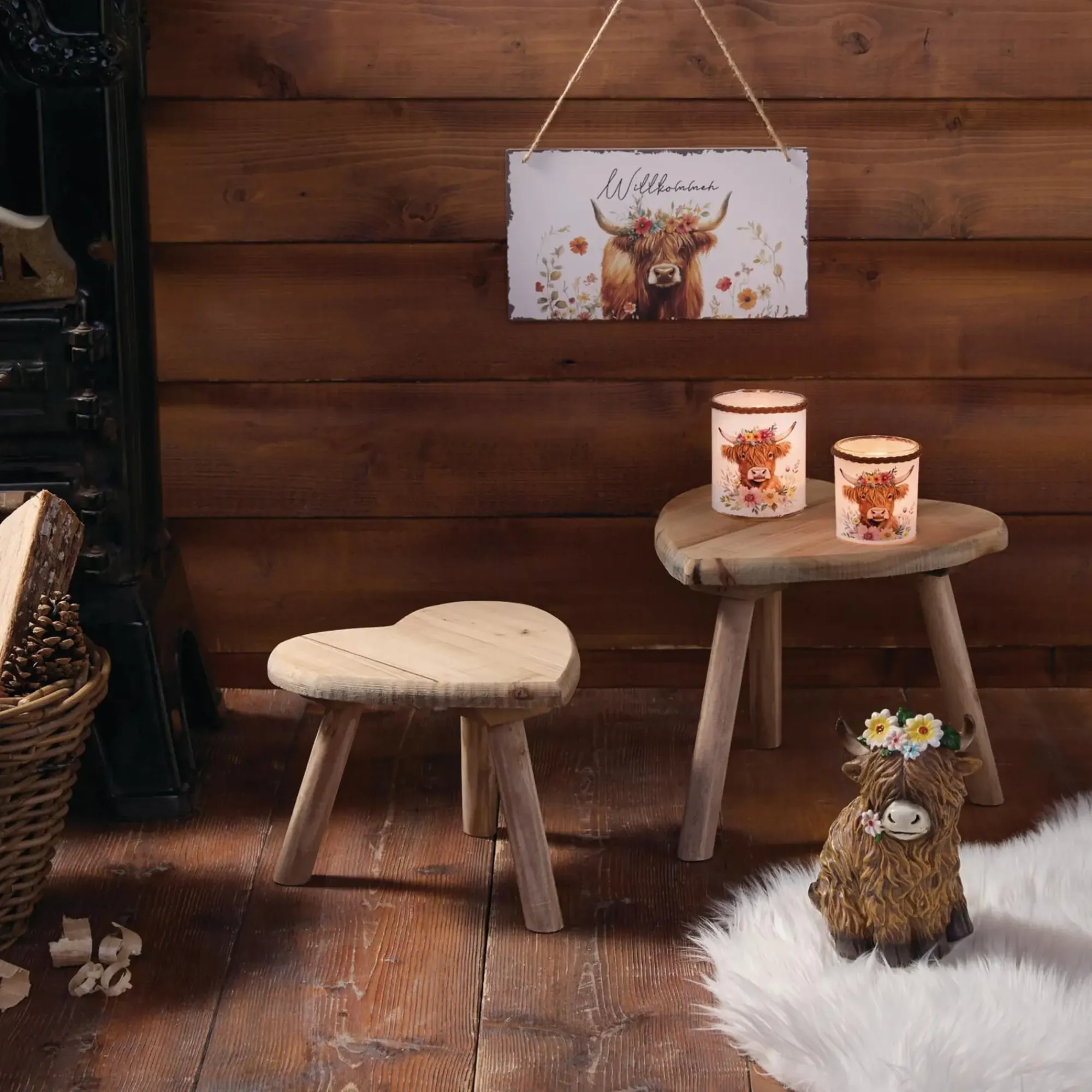 Dekohänger|Chalet & Hütte|Frank Handels GmbH & Co. KG Schild "Stier mit Blumenkranz"