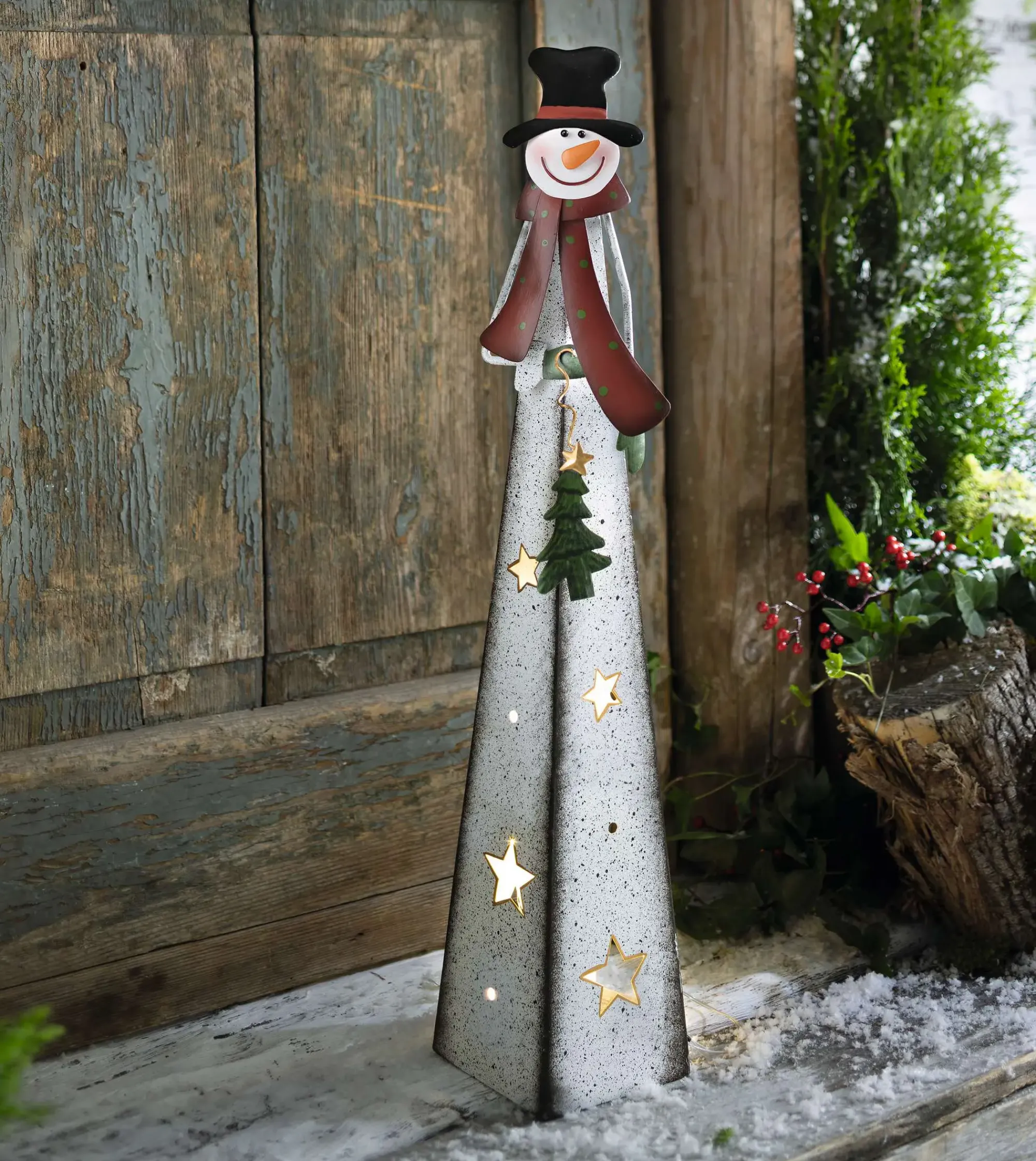 Weihnachtliche Dekofiguren|Figuren Für Den Garten|Frank Handels GmbH & Co. KG Schneemann "Kerzenschein"