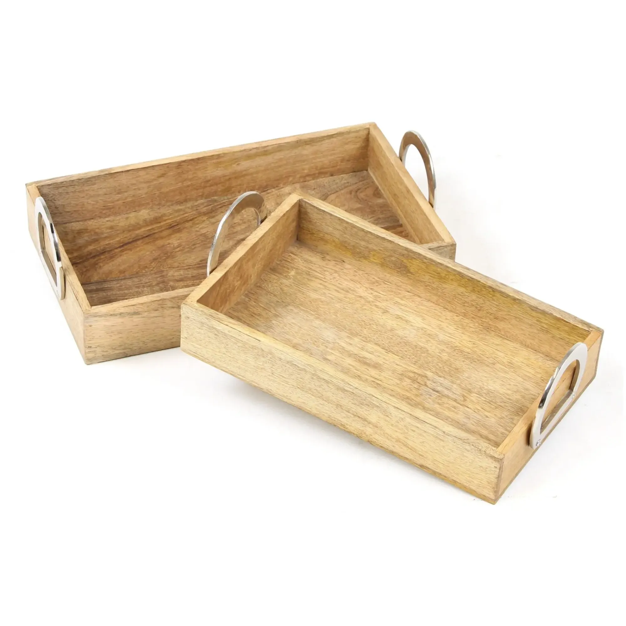Dekoschalen & -Etageren|Chalet & Hütte|Frank Handels GmbH & Co. KG Serviertablett "Mangoholz", 2er Set