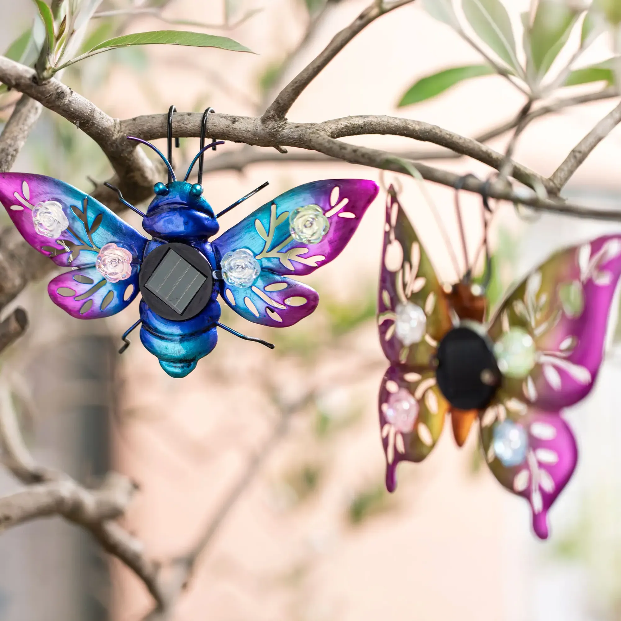 Led-Leuchthänger|Led-Dekoobjekte|Frank Handels GmbH & Co. KG Solar-Deko "Butterfly & Beetle", 2er Set