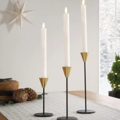 Kerzenhalter|Weihnachtslichter|Frank Handels GmbH & Co. KG Stabkerzenhalter "Schwarz & Gold", 3er Set