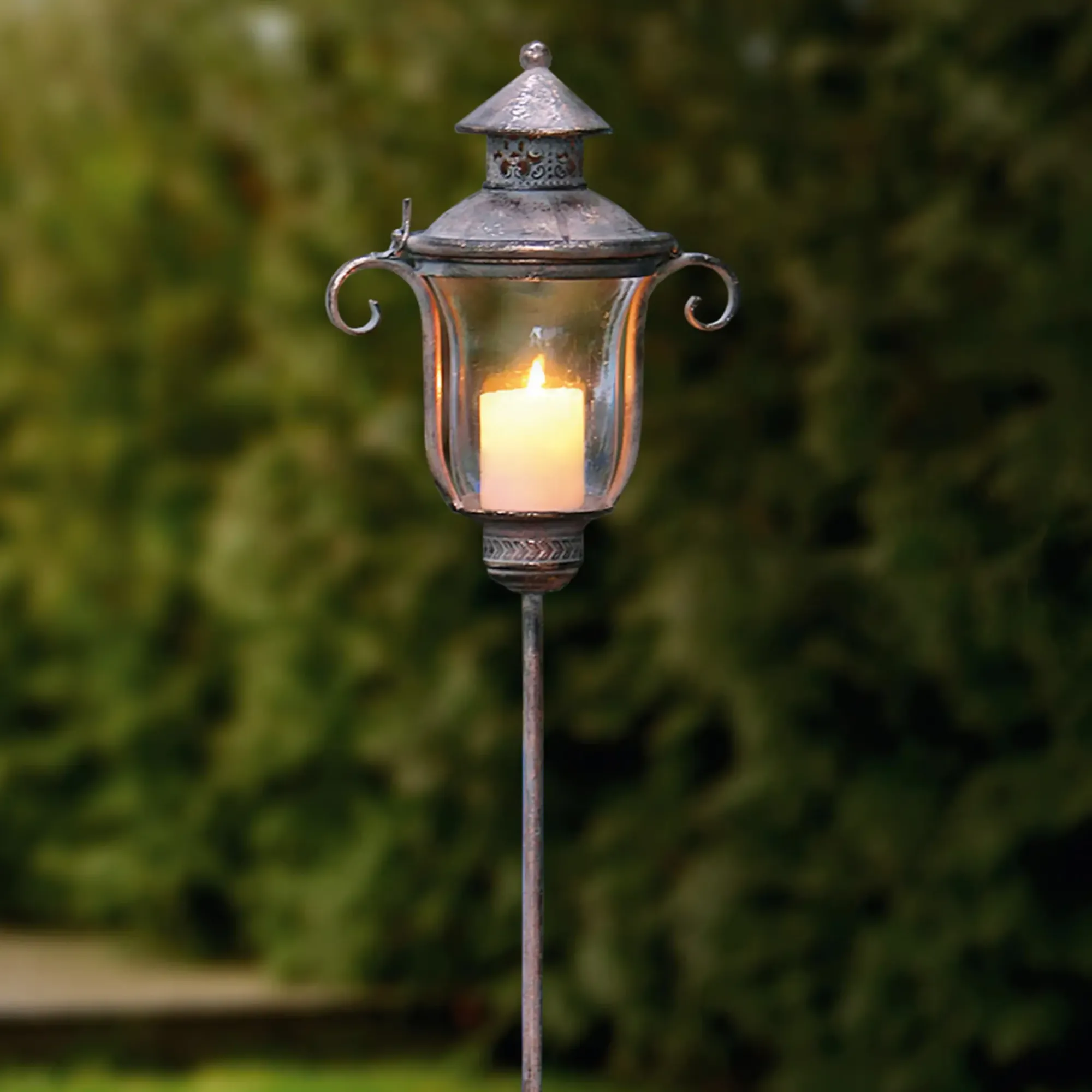 Herbstgarten|Laternen|Frank Handels GmbH & Co. KG Stablaterne "Shabby-Grey"
