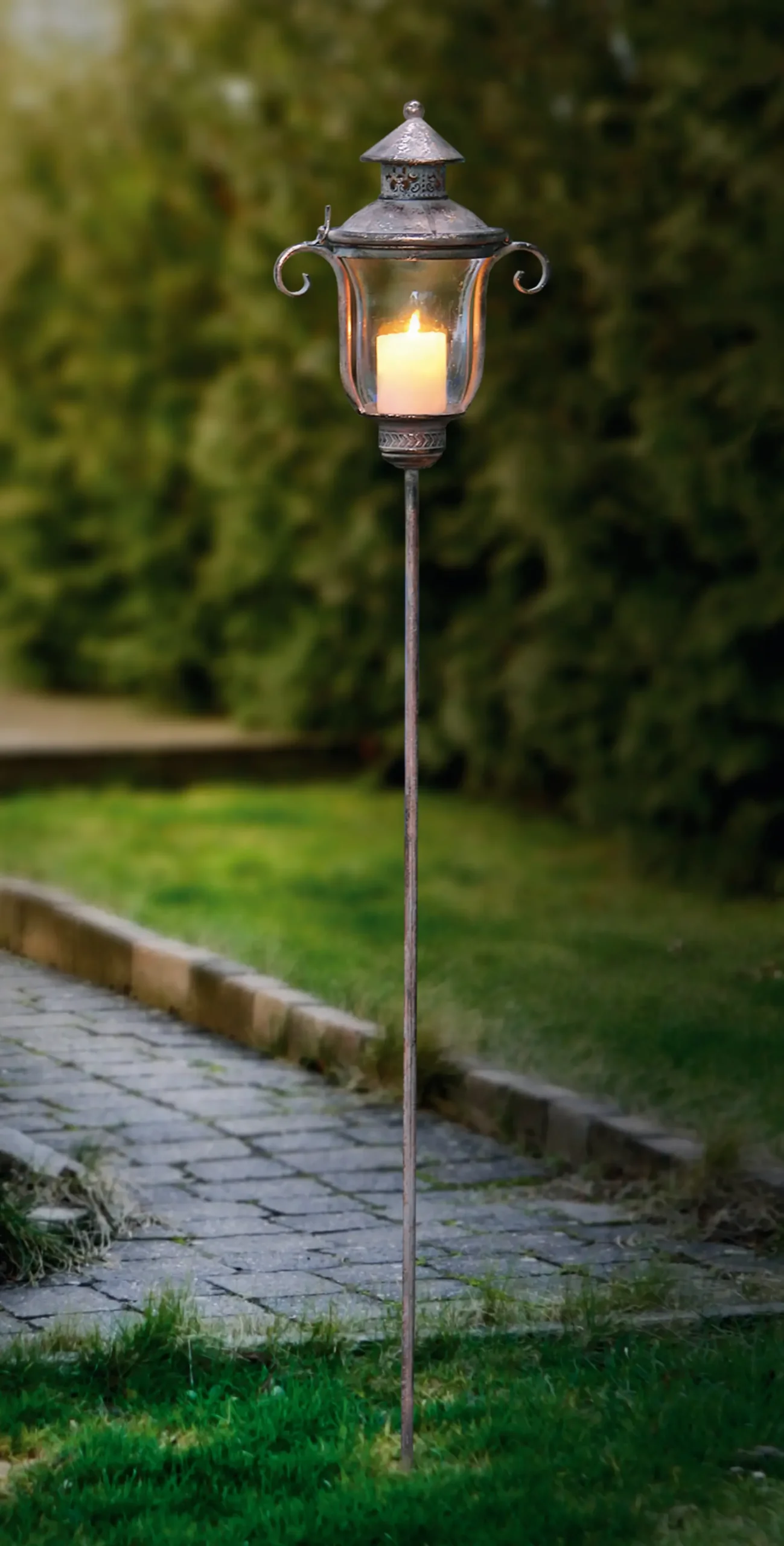 Herbstgarten|Laternen|Frank Handels GmbH & Co. KG Stablaterne "Shabby-Grey"