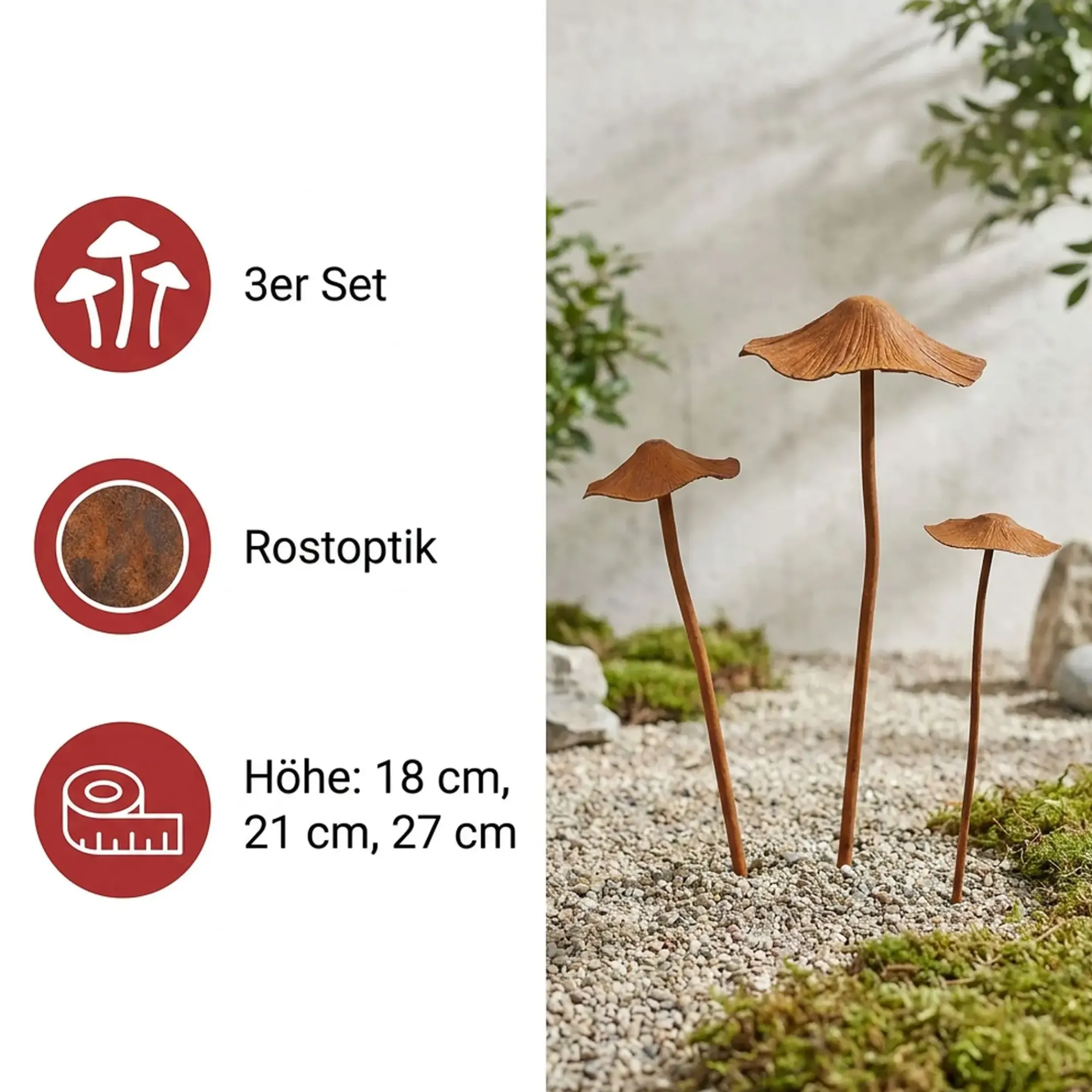 Herbstgarten|Dekopilze|Frank Handels GmbH & Co. KG Stecker "Pilze", 3er Set