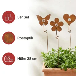 Gartenstecker|Frank Handels GmbH & Co. KG Stecker "Rosttrio", 3er Set