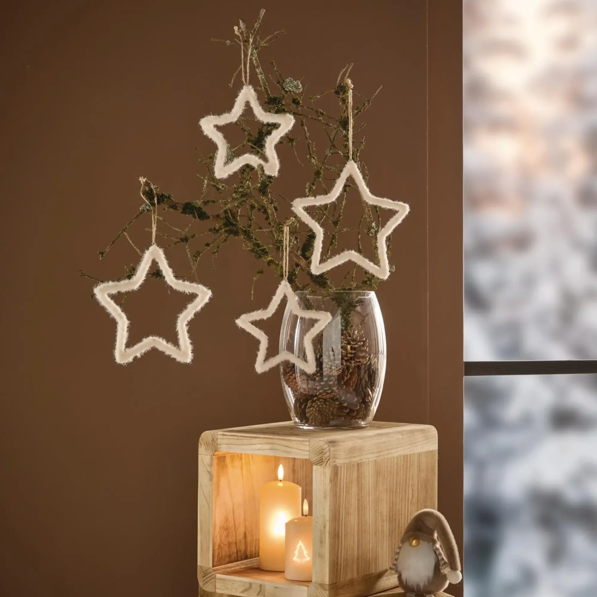 Dekohänger|Baumschmuck|Frank Handels GmbH & Co. KG Stern-Hänger "Cozy White", 4er Set