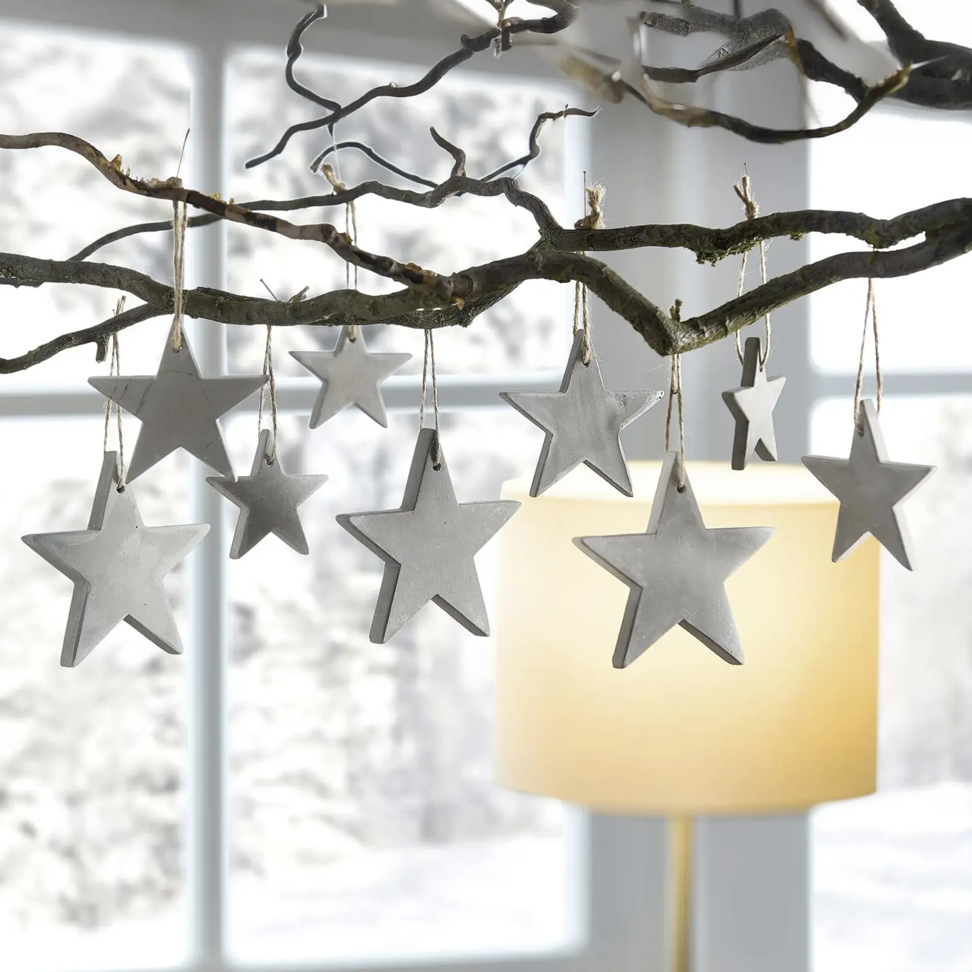 Baumschmuck|Sterne|Frank Handels GmbH & Co. KG Sternhänger "Grey", 9er Set