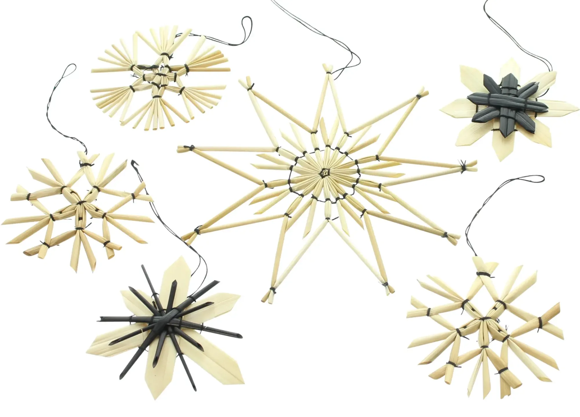 Dekohänger|Baumschmuck|Frank Handels GmbH & Co. KG Strohsterne "Nature & Black", 18er Set