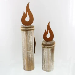 Dekosäulen|Weihnachtliche Gartendeko|Frank Handels GmbH & Co. KG Säule "Flammendes Herz", 2er Set