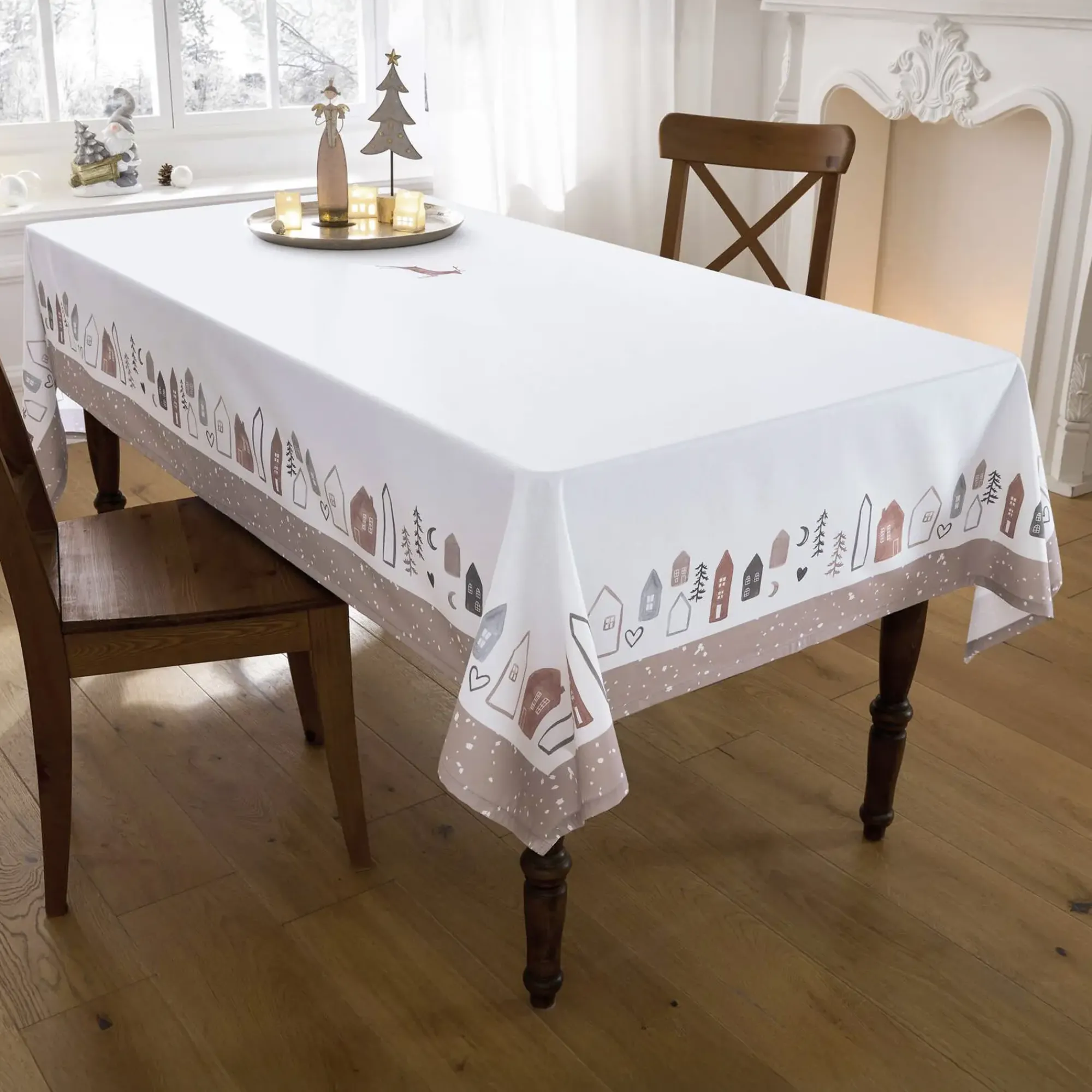 Weihnachtliche Tischwäsche|Frank Handels GmbH & Co. KG Tafeldecke "Häuschen"