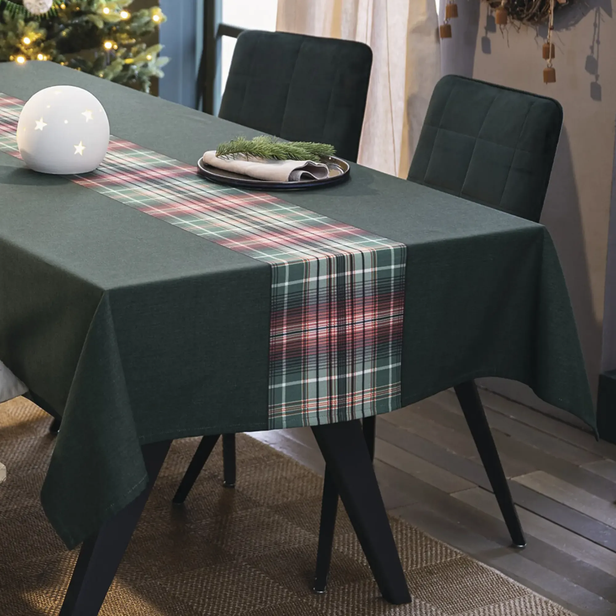 Weihnachtliche Tischwäsche|Frank Handels GmbH & Co. KG Tafeldecke "Karo-Grün"