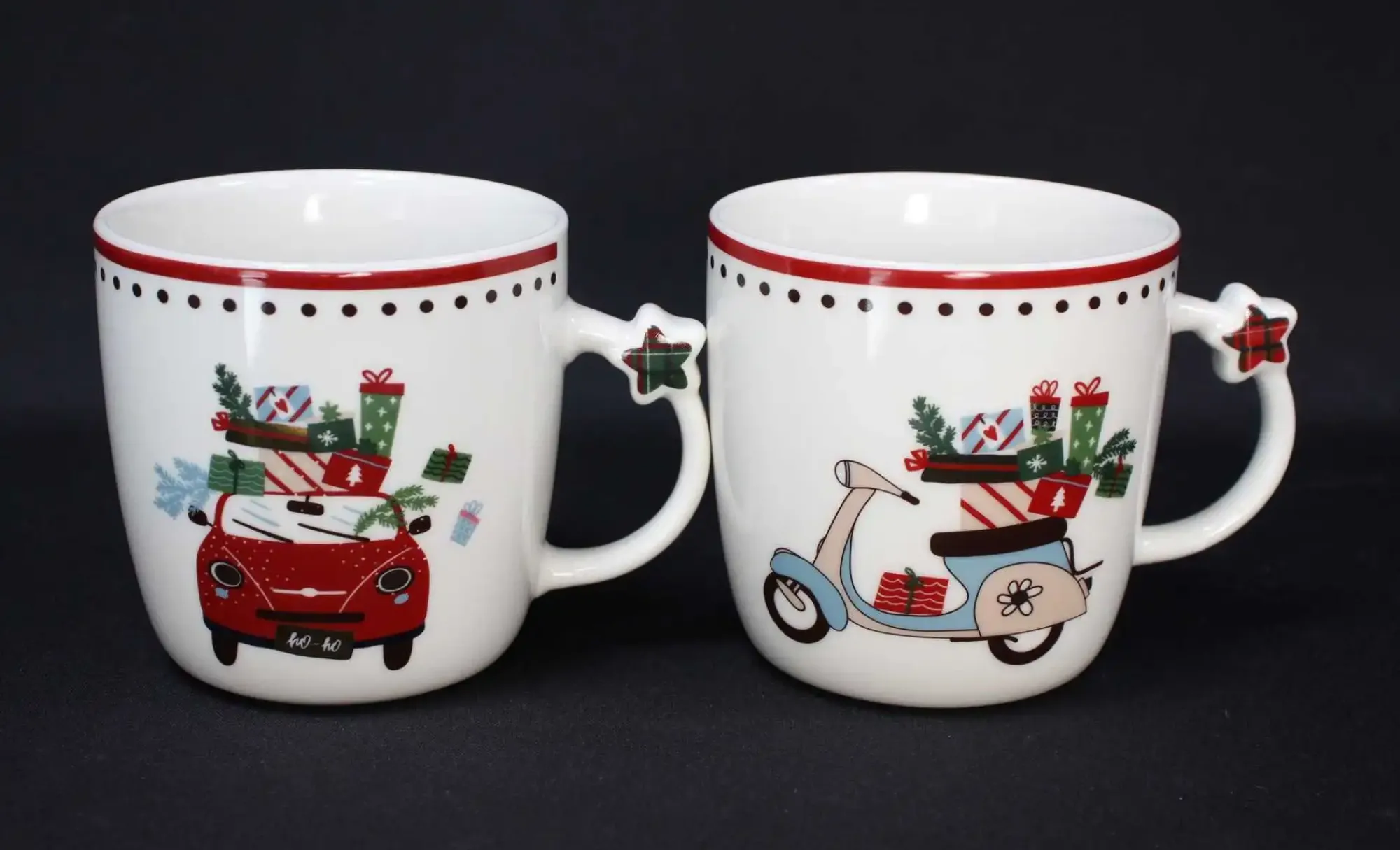 Weihnachtliche Dekofiguren|Geschirr|Frank Handels GmbH & Co. KG Tasse "Weihnachtstour", 2er Set