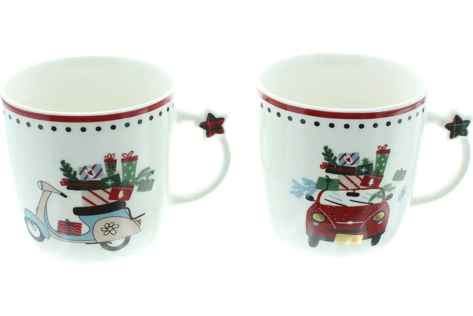 Weihnachtliche Dekofiguren|Geschirr|Frank Handels GmbH & Co. KG Tasse "Weihnachtstour", 2er Set