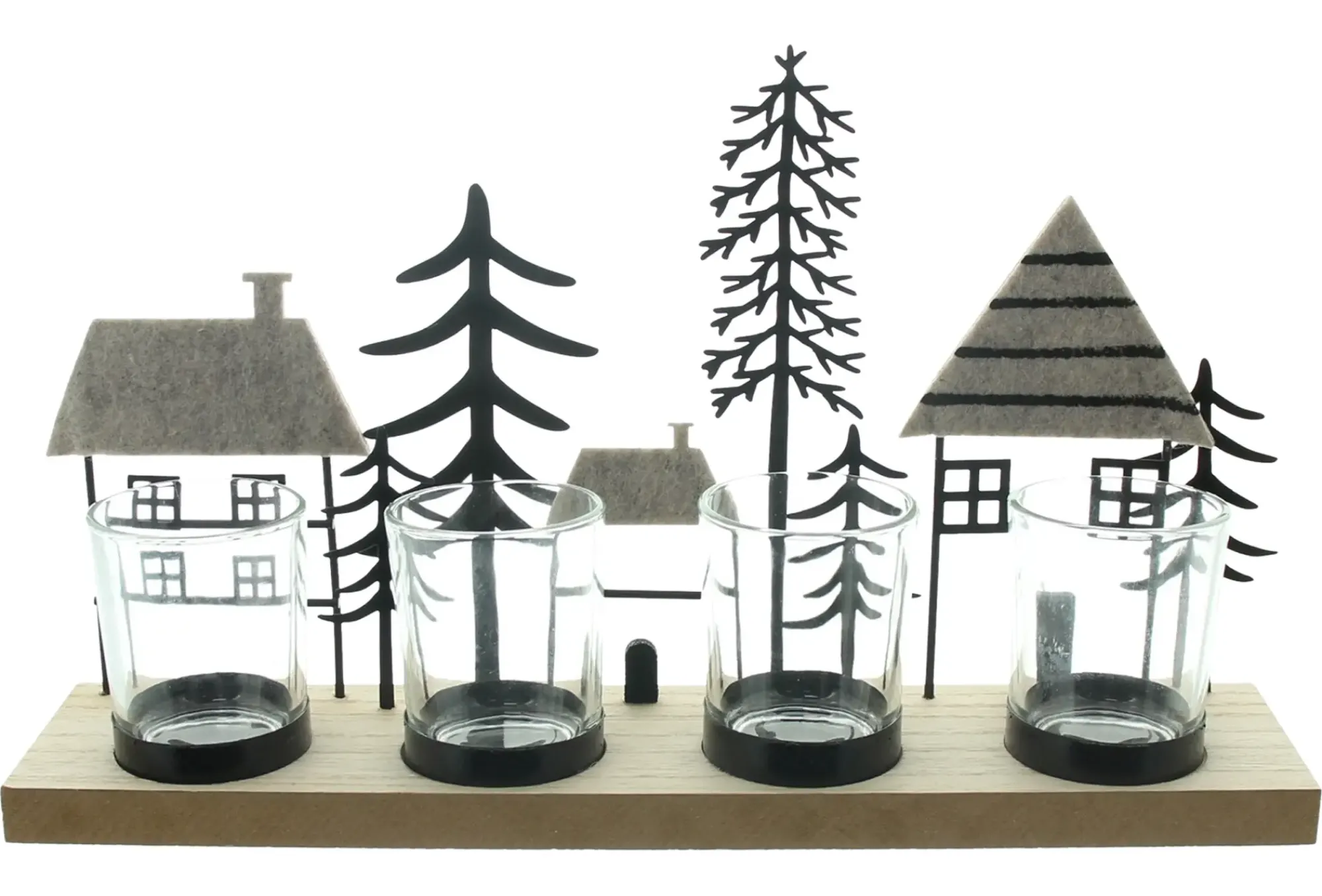 Weihnachtslichter|Frank Handels GmbH & Co. KG Teelichtboard "Tannen & Häuser"