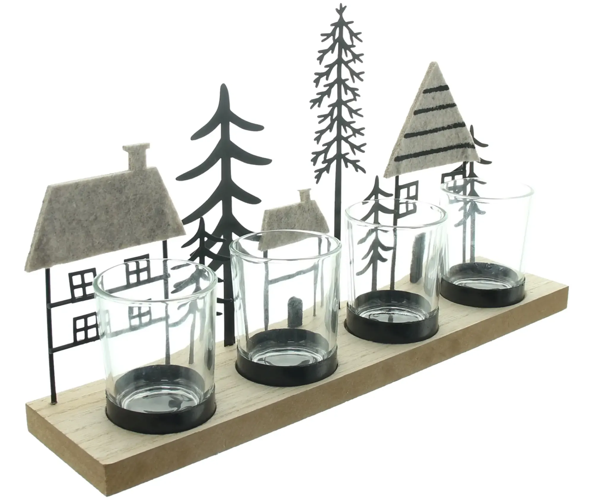 Weihnachtslichter|Frank Handels GmbH & Co. KG Teelichtboard "Tannen & Häuser"