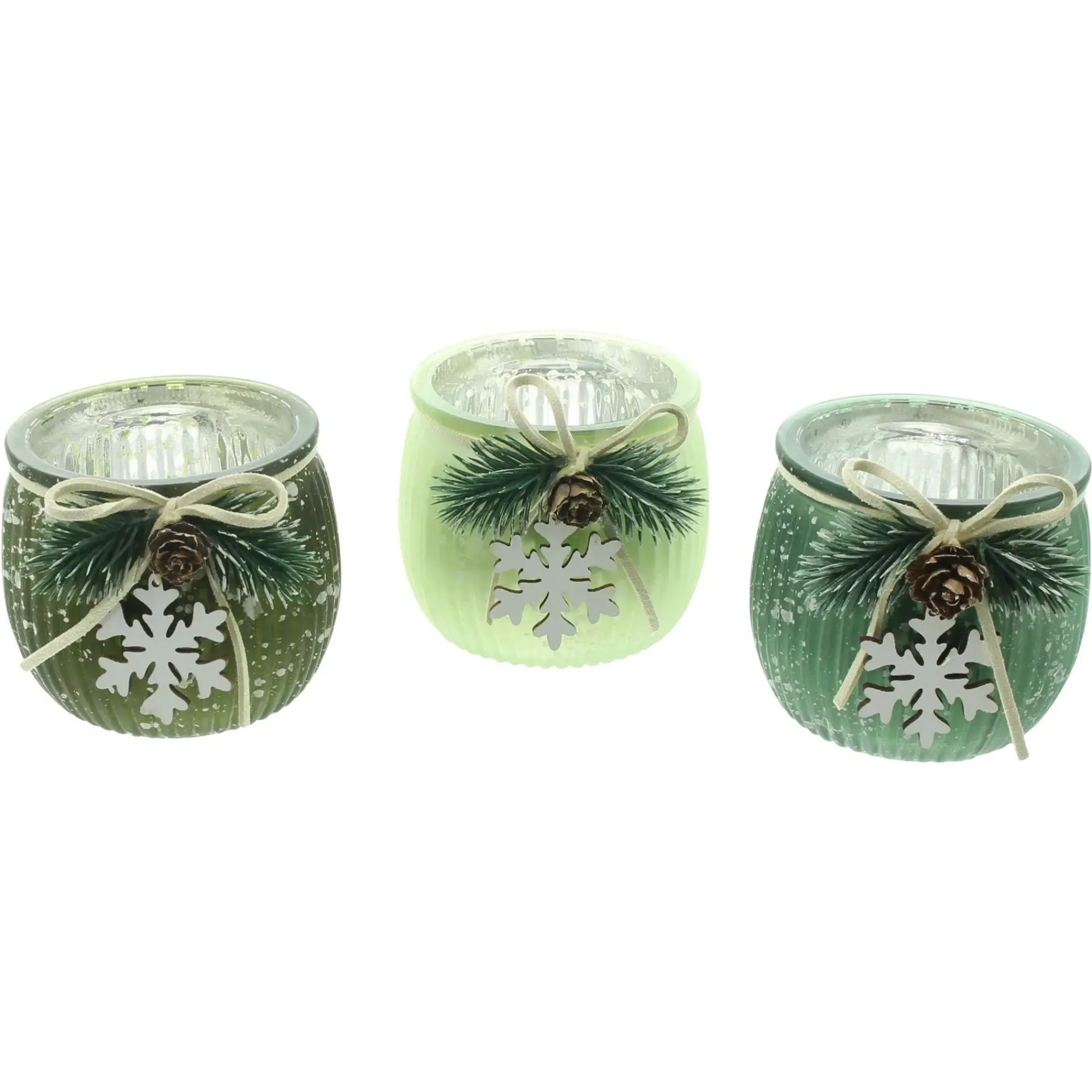 Weihnachtslichter|Frank Handels GmbH & Co. KG Teelichthalter "Green Shades", 3er Set