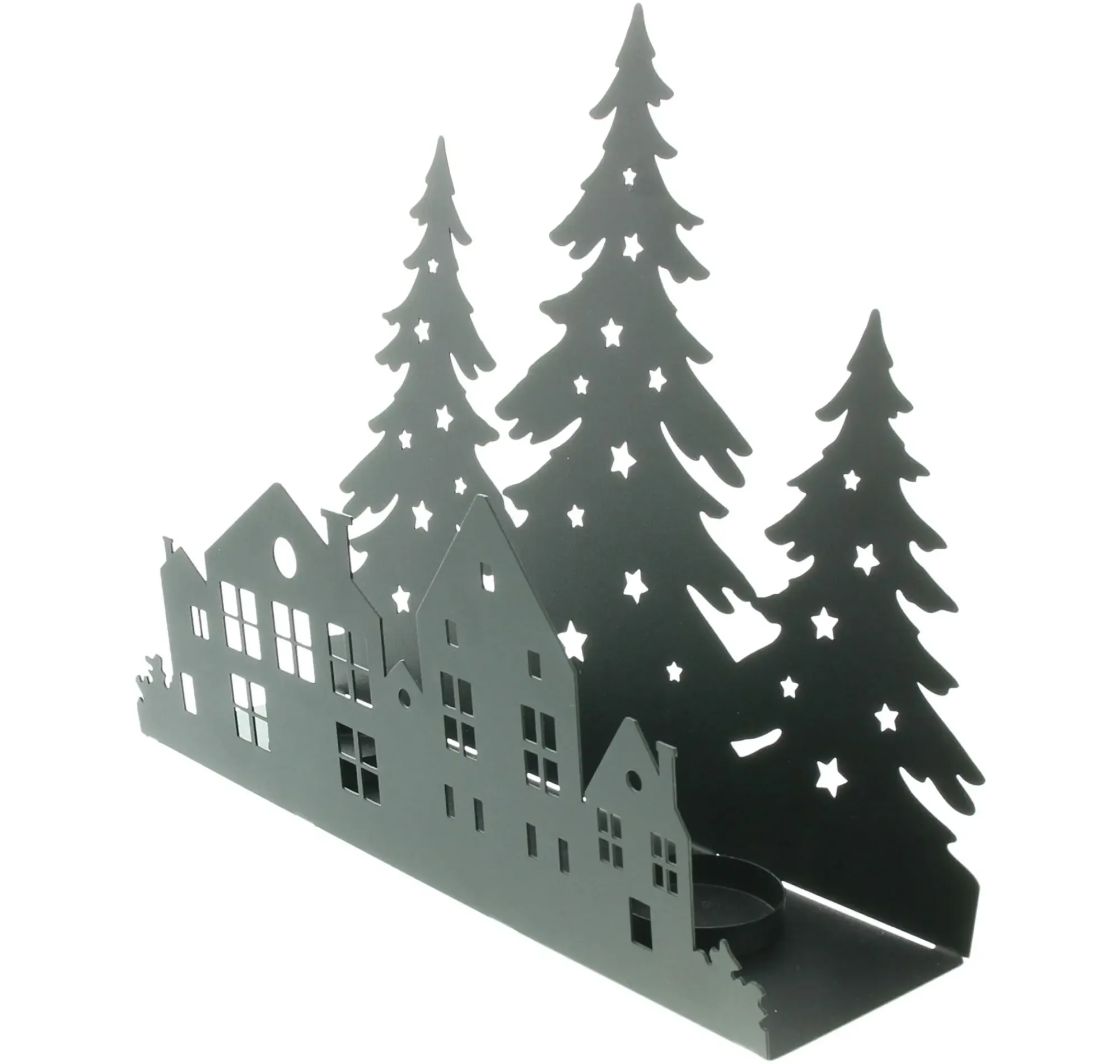 Weihnachtslichter|Teelichthalter|Frank Handels GmbH & Co. KG Teelichthalter "Häuser im Wald"