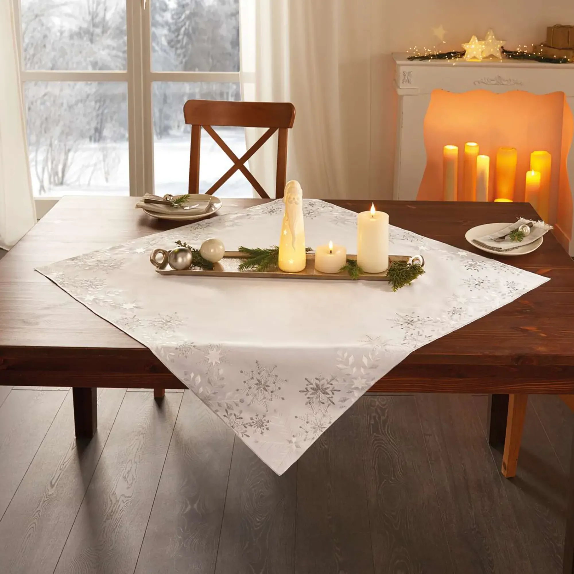 Weihnachtliche Tischwäsche|Frank Handels GmbH & Co. KG Tischdecke "Schneezauber"