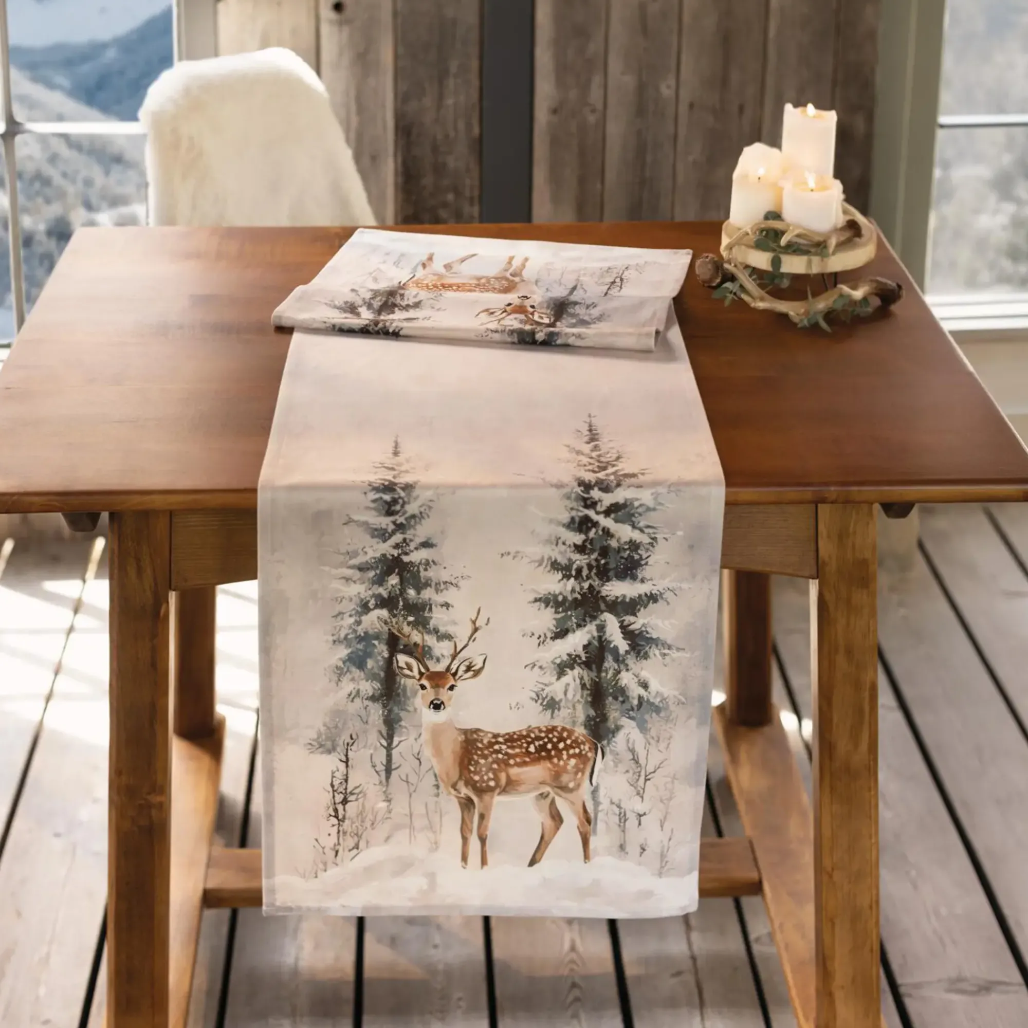 Weihnachtliche Tischwäsche|Frank Handels GmbH & Co. KG Tischläufer "Winterhirsch"