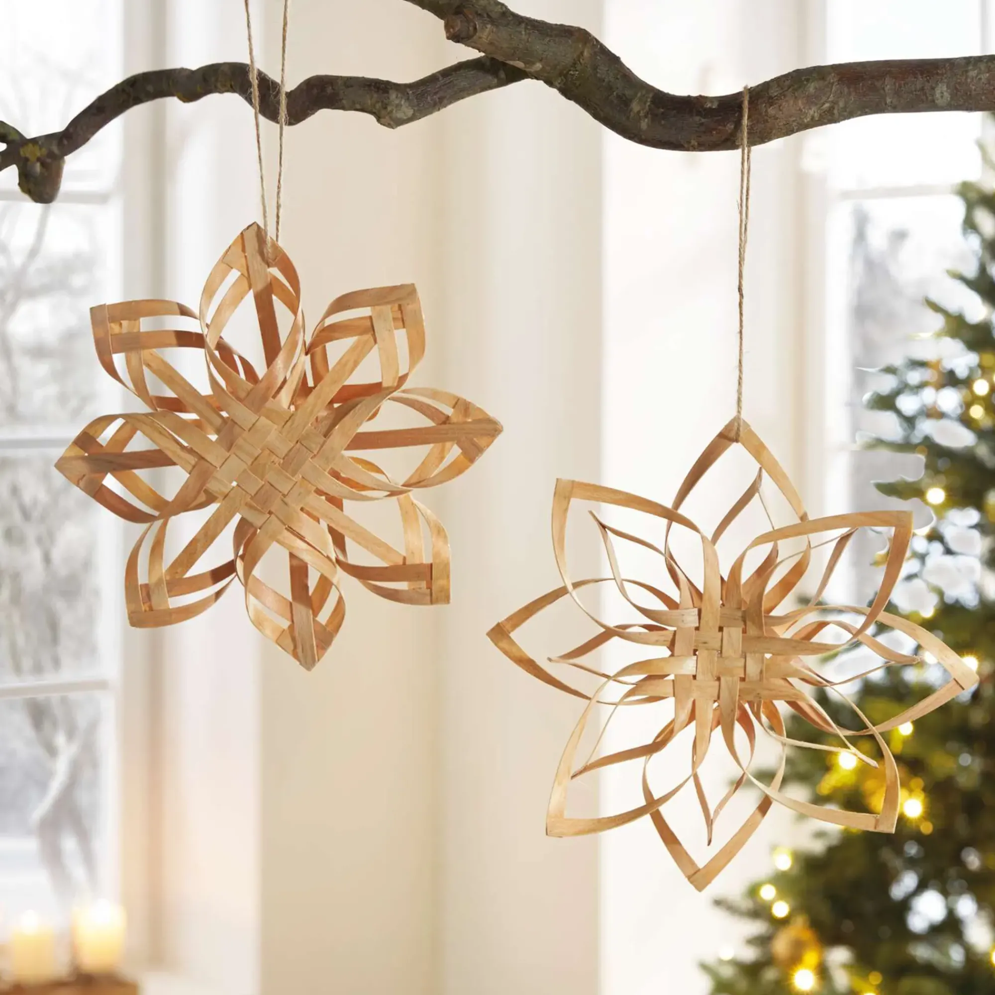 Dekohänger|Baumschmuck|Frank Handels GmbH & Co. KG Weihnachtsstern "Holzspan", 2er Set