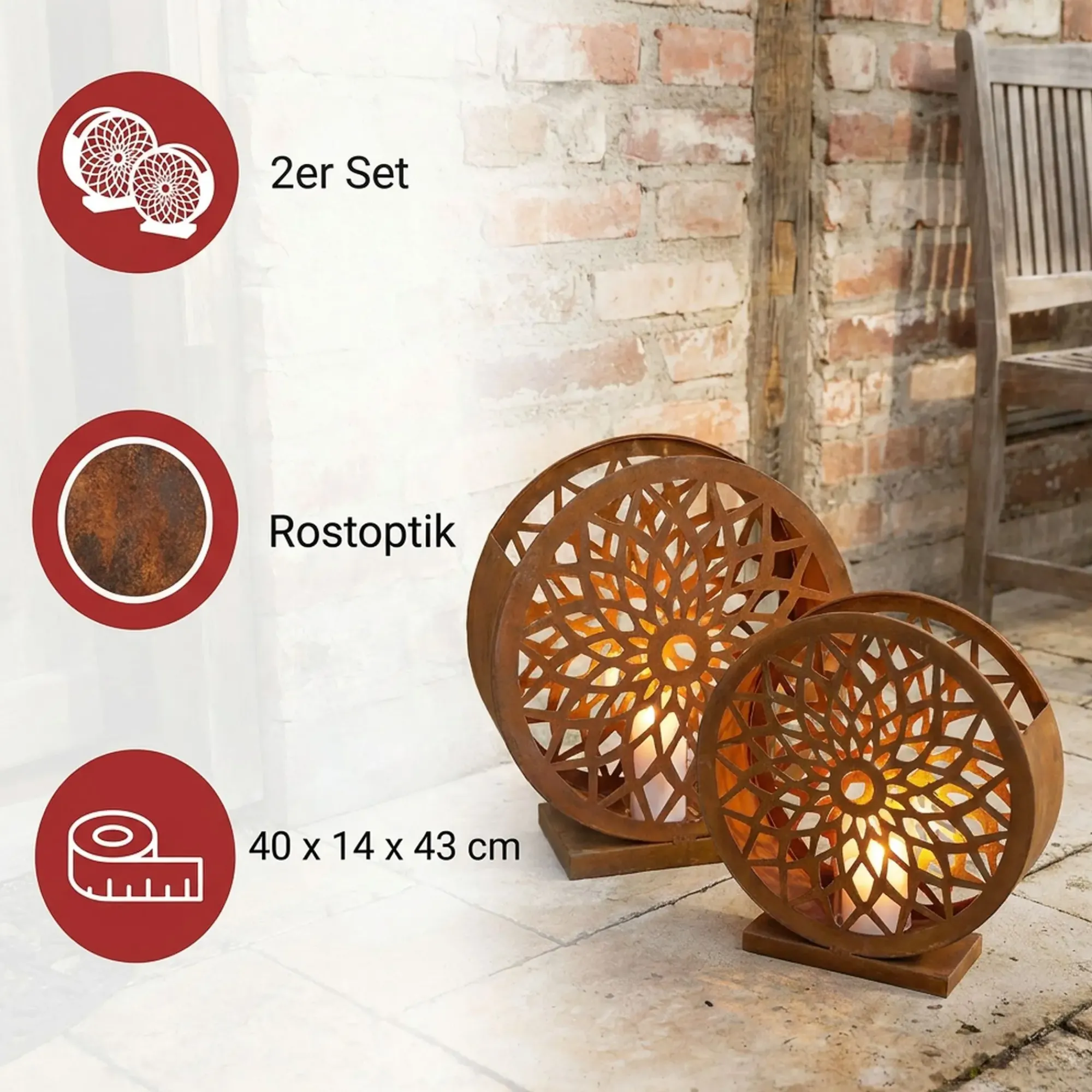 Windlichter|Laternen & Co.|Frank Handels GmbH & Co. KG Windlicht "Ornament", 2er Set