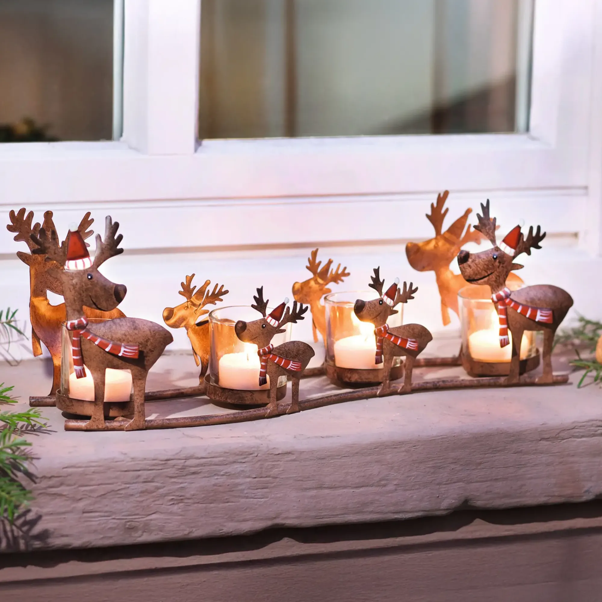 Figuren Für Den Garten|Weihnachtslichter|Frank Handels GmbH & Co. KG Windlicht "Rentierfamilie"