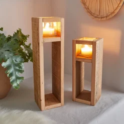Dekosäulen|Windlichter|Frank Handels GmbH & Co. KG Windlichtsäule "Wood", 2er Set