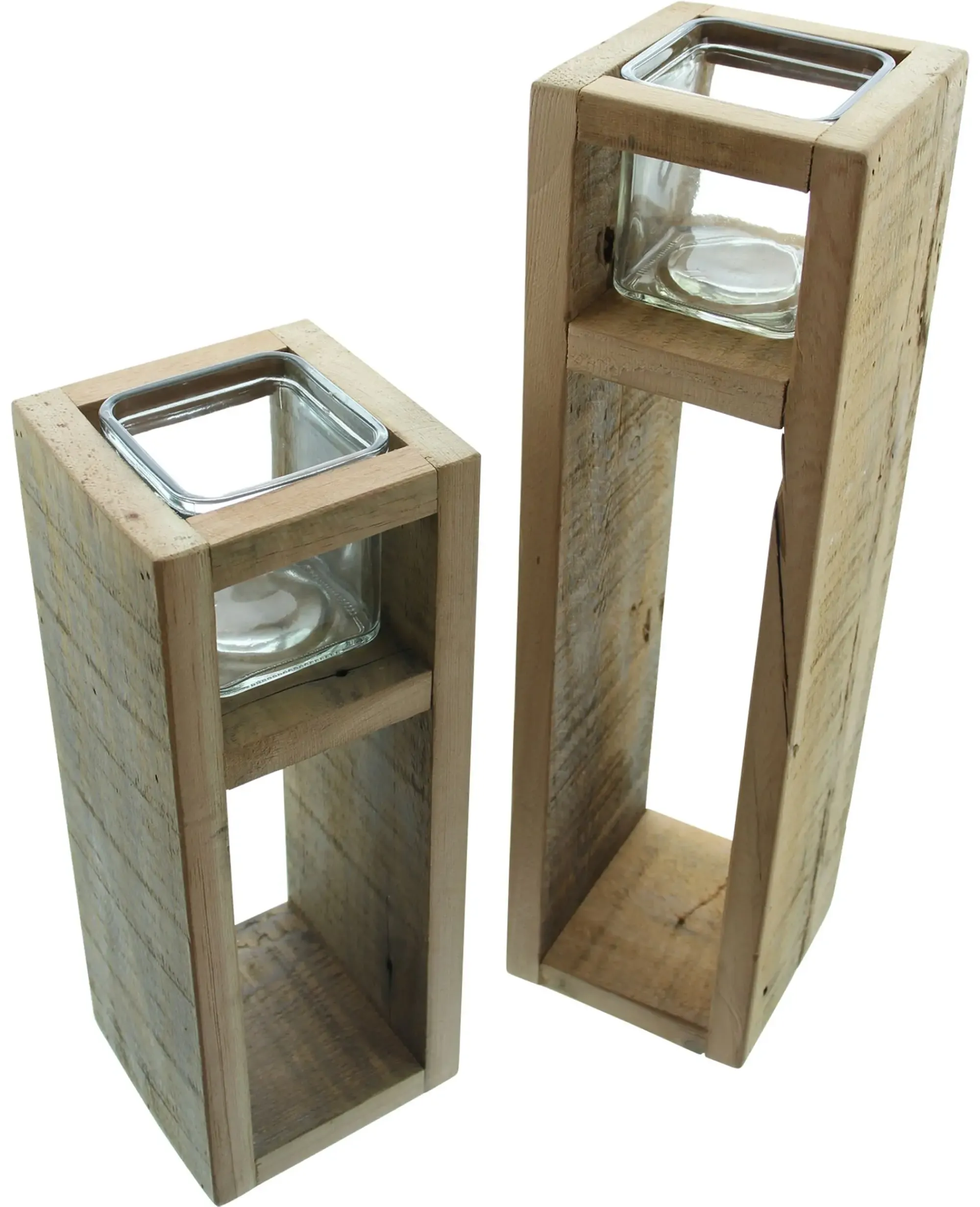 Dekosäulen|Windlichter|Frank Handels GmbH & Co. KG Windlichtsäule "Wood", 2er Set