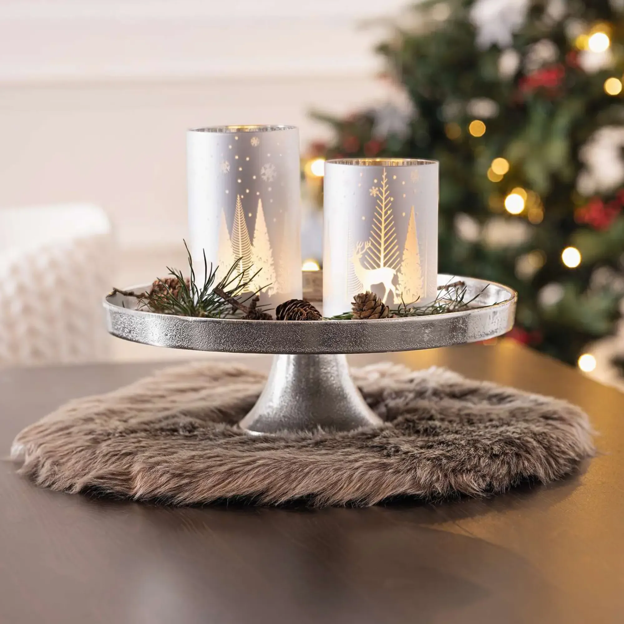 Weihnachtslichter|Frank Handels GmbH & Co. KG Windlicht "Winterlandschaft", 2er Set