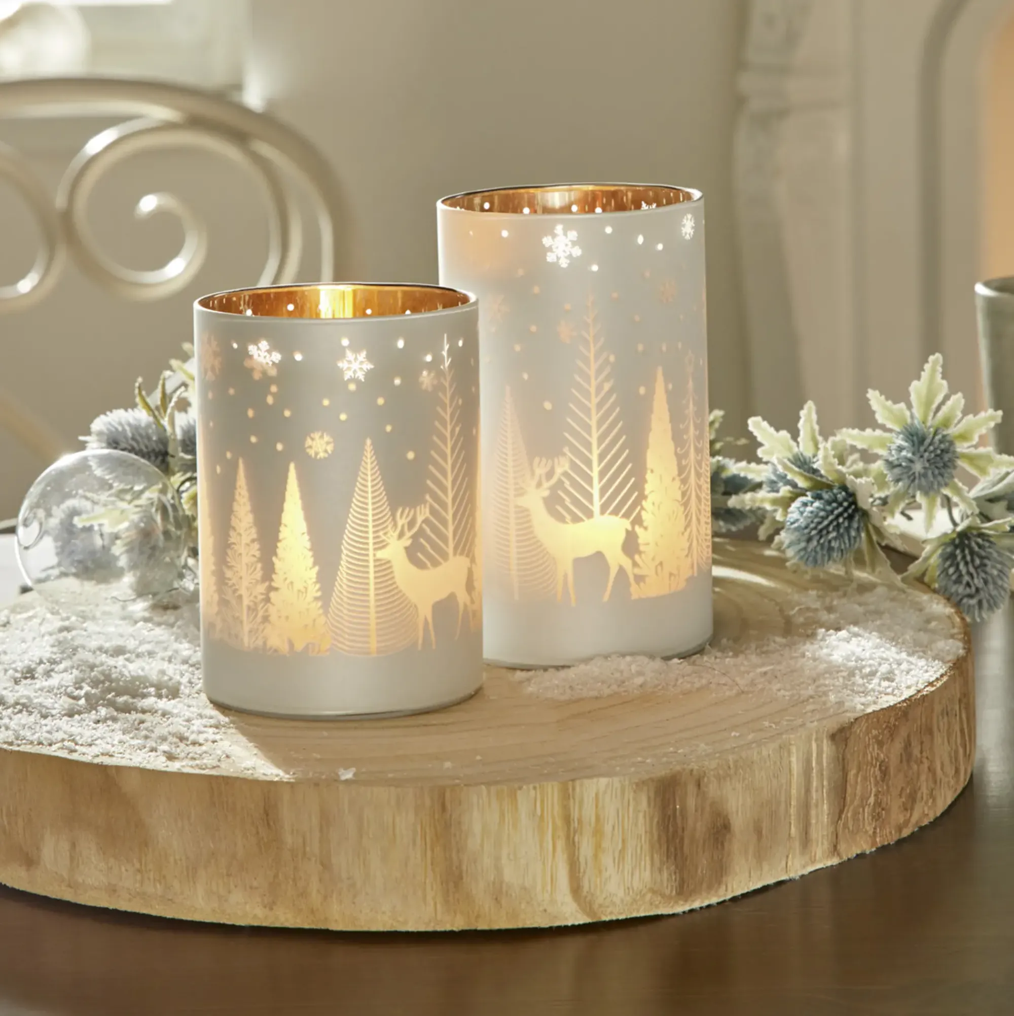 Weihnachtslichter|Frank Handels GmbH & Co. KG Windlicht "Winterlandschaft", 2er Set